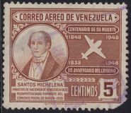 [The 110th Anniversary of 1st International Postal Convention, Bogota - Santos Michelena and Silhouette of Douglas DC-3, type SY]