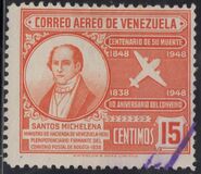 [The 110th Anniversary of 1st International Postal Convention, Bogota - Santos Michelena and Silhouette of Douglas DC-3, type SY2]