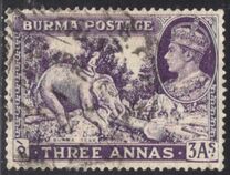 [India Postage Stamps Overprinted "BURMA", type A6]