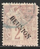 [French Colonies Postage Stamps Overprinted "REUNION", type F1]