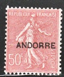 [French Postage Stamps Overprinted "ANDORRE", type B6]