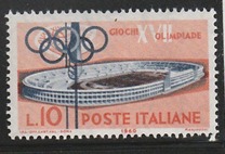 [Giochi della XVII Olimpiade, Roma - Stampatore: i.p.s. officina carte valori - Roma - Filigrana: stelle I, Scrivi YF]