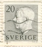 [King Gustaf VI Adolf of Sweden  - New Engravement with Imprint, type EE11]