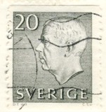 [King Gustaf VI Adolf of Sweden - White Numerals, with Imprint, type FA3]