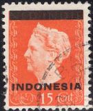 [Queen Wilhelmina - Netherlands Indies Stamps Overprinted "INDONESIA" - Bar 2,2mm High, Tip A5]