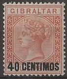 [Queen Victoria, 1819-1901 - Stamps of 1886 Surcharged "CENTIMOS", type F4]