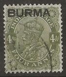 [India Postage Stamps Overprinted "BURMA", type A8]