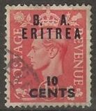 [King George VI - Great Britain Postage stamp Overprinted B. A. - ERITREA" and Surcharged Value, tyyppi B1]