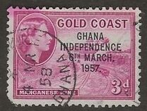 [Queen Elizabeth Stamps of 1952 of Gold Coast Overprinted "GHANA INDEPENDENCE 6TH.. MARCH, 1957", प्रकार B4]