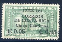 [Fiscal Stamps Surcharged and Overprinted "JUNIO 1953 - CORREOS DE COSTA RICA - JUNIO 1953 - Cinco Centimos", 類型 HH]
