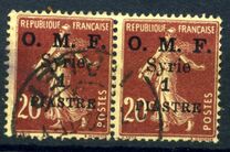 [French Postage Stamps Surcharged & Overprinted "O.M.F. - Syrie" - "Value" in 2 Lines, Tip I3]
