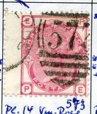 [Queen Victoria - Colored Control Numbers in Corners, प्रकार W]