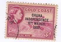 [Queen Elizabeth Stamps of 1952 of Gold Coast Overprinted "GHANA INDEPENDENCE 6TH.. MARCH, 1957", 유형 B4]