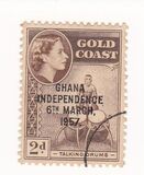 [Queen Elizabeth Stamps of 1952 of Gold Coast Overprinted "GHANA INDEPENDENCE 6TH.. MARCH, 1957", type B2]