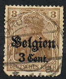 [German Empire Postage Stamps Surcharged "Fr. and C." or "Centimes" & Overprinted "Belgien", type A]