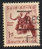 [Fauna africana del Sud, serie Parco Kruger - Filigrana: Testa di antilope - Tipografia: Government Printer, Pretoria, Scrivi GJ]