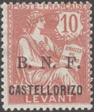 [French Post Turkish Empire Postage Stamps Overprinted "B.N.F. CASTELLORIZO", type A4]