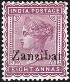 [India Postage Stamps Overprinted "Zanzibar", type A11]