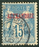 [French Postage Stamps Overprinted "ALEXANDRIE" - Colored Paper, type A8]