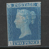 [Queen Victoria, 1819-1901 - White Line Below "POSTAGE" & Above "TWO PENCE", type B]