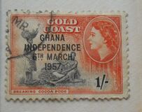 [Queen Elizabeth Stamps of 1952 of Gold Coast Overprinted "GHANA INDEPENDENCE 6TH.. MARCH, 1957", Tip B6]