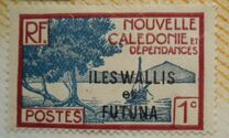 [Sellos de Nueva Caledonia de 1.928 con la sobrecarga: "ILES WALLIS - et - FUTUNA", tipo F]