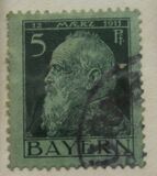 [The 90th Anniversary of the Birth of Prince Luitpold - Type I: Small 9 and no Foot on 1 in "1911". Type II: Large 9 and Foot on 1 in "1911", tip F3]