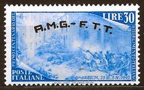 [The 100th Anniversary of the 1848 Uprisings - Italy Postage Stamps Overprinted "A.M.G.- F.T.T.", type E9]