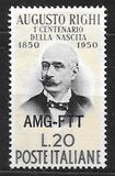 [The 100th Anniversary of the Birth of Augusto Righi - Italy Postage Stamp Overprinted "AMG-FTT", type AN]