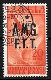 [Airmail - The 50th Anniversary of the Radio - Italy Postage Stamps of 1947 Overprinted "A.M.G.F.T.T.", type D2]