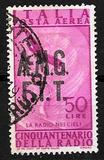 [Airmail - The 50th Anniversary of the Radio - Italy Postage Stamps of 1947 Overprinted "A.M.G.F.T.T.", type D5]