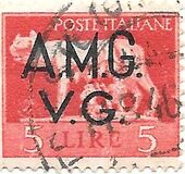 [Italian Postage Stamps Overprinted "A.M.G.V.G." - Watermarked, 类型 A11]