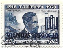 [The Reunification of Vilnus and Lithuania - With Blue overprint, type XEX3]
