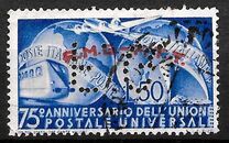 [The 75th Anniversary of the Universal Postal Union - Italy Postage Stamp Overprinted "A.M.G.- F.T.T.", type L]
