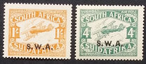[Airmail - South Africa Postage Stamps Overprinted "S.W.A." - Thick Overprint, type O]