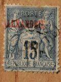 [French Postage Stamps Overprinted "ALEXANDRIE" - Colored Paper, type A8]