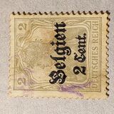 [German Empire Postage Stamps Surcharged "F and Cent" & Overprinted "Belgien", 類型 B]