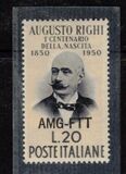 [The 100th Anniversary of the Birth of Augusto Righi - Italy Postage Stamp Overprinted "AMG-FTT", type AN]