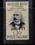 [The 100th Anniversary of the Birth of Augusto Righi - Italy Postage Stamp Overprinted "AMG-FTT", type AN]