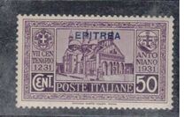 [The 700th Anniversary of Death of St. Anthony of Padua - Not Issued Italian Stamps Overprinted "ERITREA", type BD3]