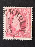 [King Oscar II Stamp of 1885 with Blue Coach Horn on Back, Tip H1]