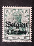 [German Empire Postage Stamps Surcharged "Fr. and C." or "Centimes" & Overprinted "Belgien", Tüüp A1]