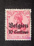 [German Empire Postage Stamps Surcharged "Fr. and C." or "Centimes" & Overprinted "Belgien", Tüüp A2]