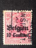 [German Empire Postage Stamps Surcharged "Fr. and C." or "Centimes" & Overprinted "Belgien", Tüüp A2]