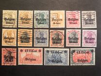 [German Empire Postage Stamps Surcharged "F and Cent" & Overprinted "Belgien", タイプ B]