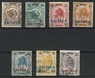 [Italian Postage Stamps Overprinted "ERITREA" in Dark Blue or Red & Surcharged, τύπος W]