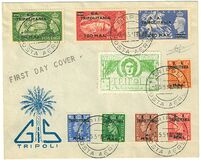[King George VI - Great Britain Postage Stamps Overprinted B. A. - TRIPOLITANIA" and Surcharged New Value, प्रकार C]