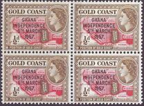 [Queen Elizabeth Stamps of 1952 of Gold Coast Overprinted "GHANA INDEPENDENCE 6TH.. MARCH, 1957", type B]