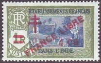 [Pondicherry Temple Stamps of 1929 Overprinted with Cross of Lorraine & "FRANCE LIBRE" - Surcharged New Value, प्रकार AZ3]