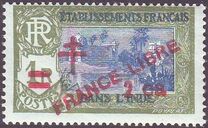 [Pondicherry Temple Stamps of 1929 Overprinted with Cross of Lorraine & "FRANCE LIBRE" - Surcharged New Value, प्रकार AZ2]